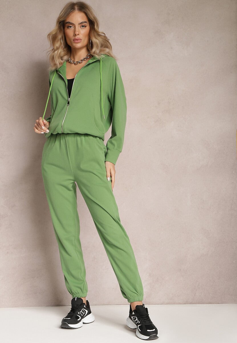 Set trening verde din 2 piese cu bluză și pantaloni Serenitea 1