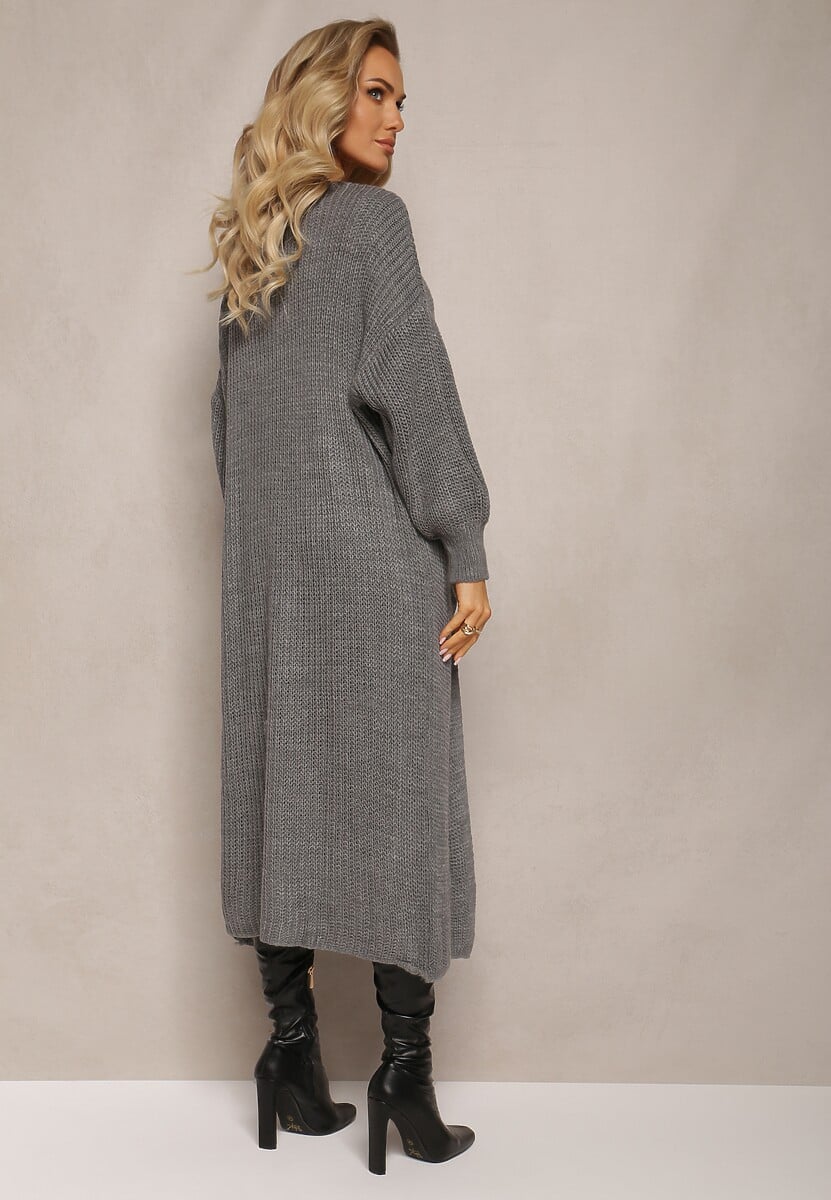 Gri închis Cardigan lung Oversize Angellona 3
