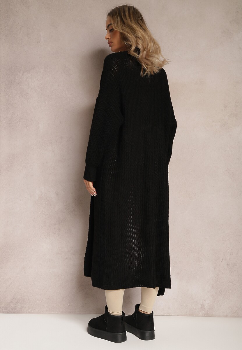Cárdigan Lung Negru Oversize Angellona 3