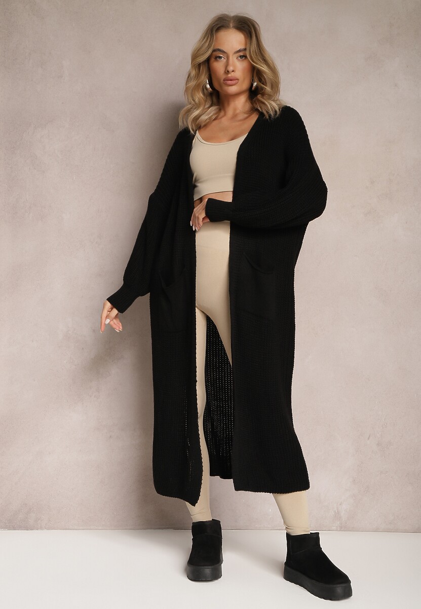 Cárdigan Lung Negru Oversize Angellona 1
