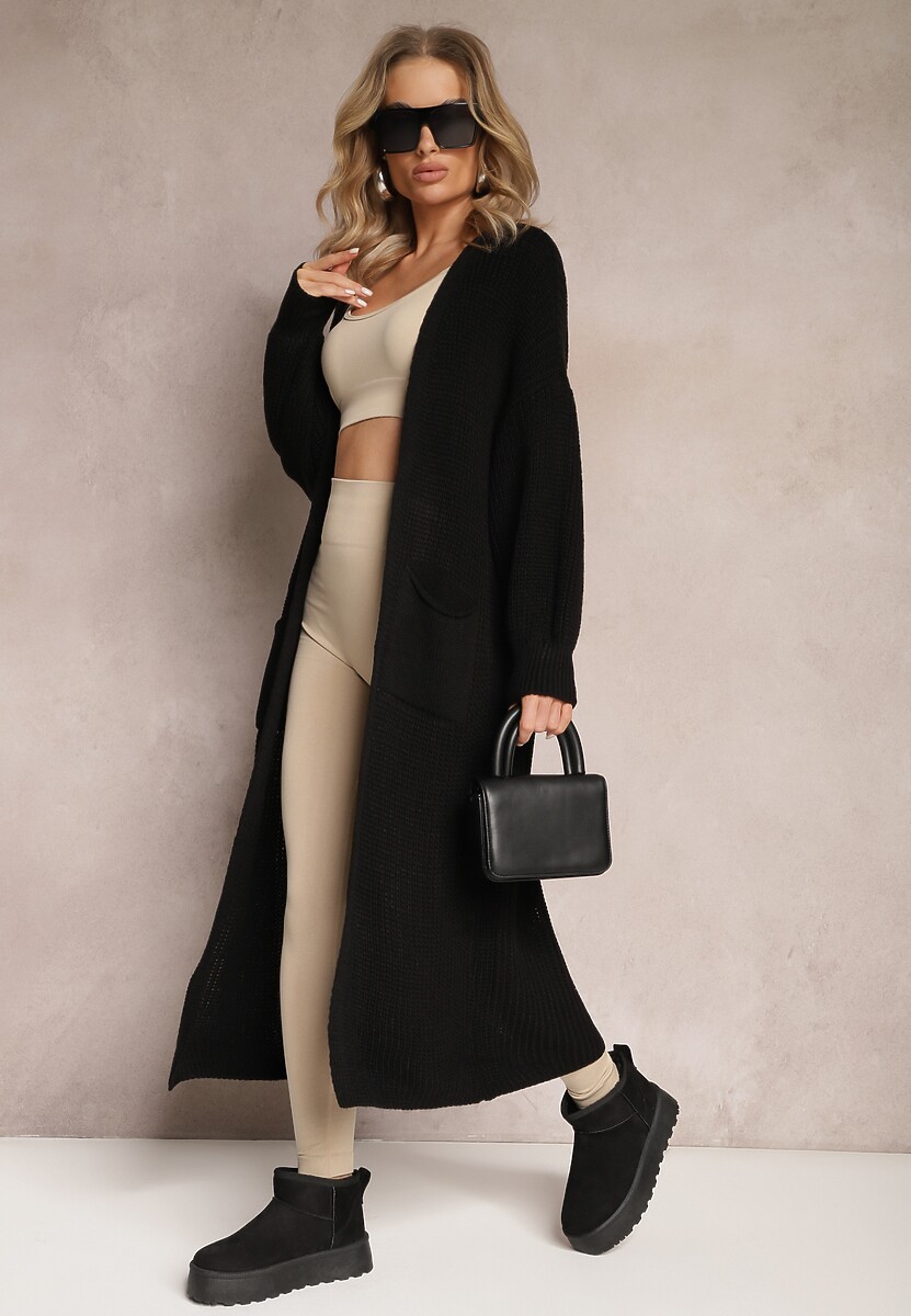Cárdigan Lung Negru Oversize Angellona 2