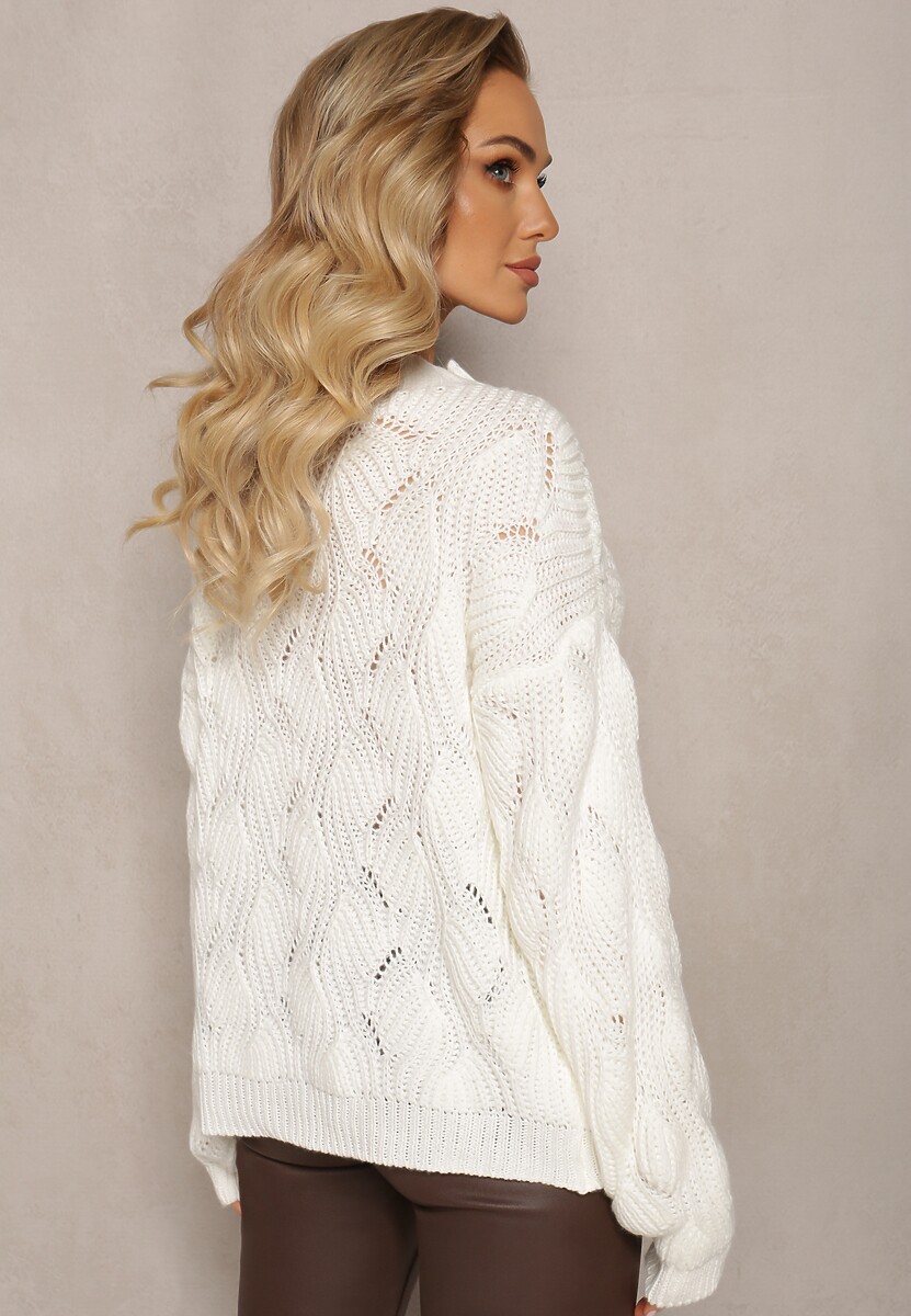 Pulover Bej Deschis Oversize cu Impletitura Decorativa Boeda 3