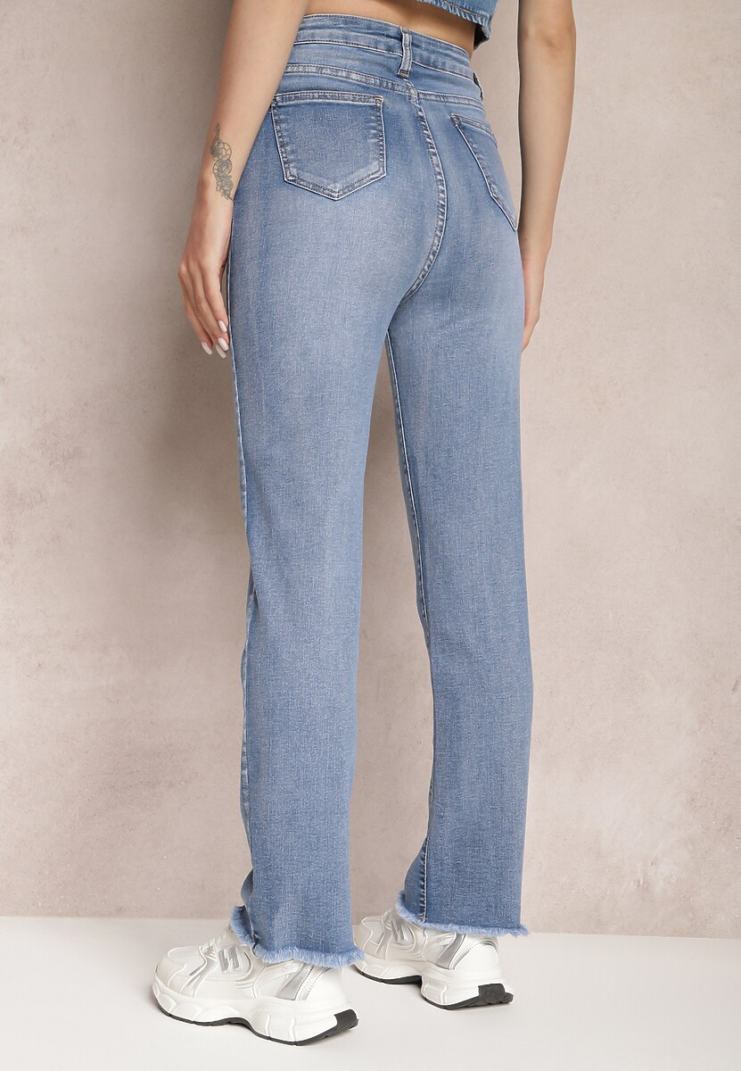 Jasnoniebieskie Jeansy High Waist ze Strzępionymi Nogawkami Thaliinoriel 3