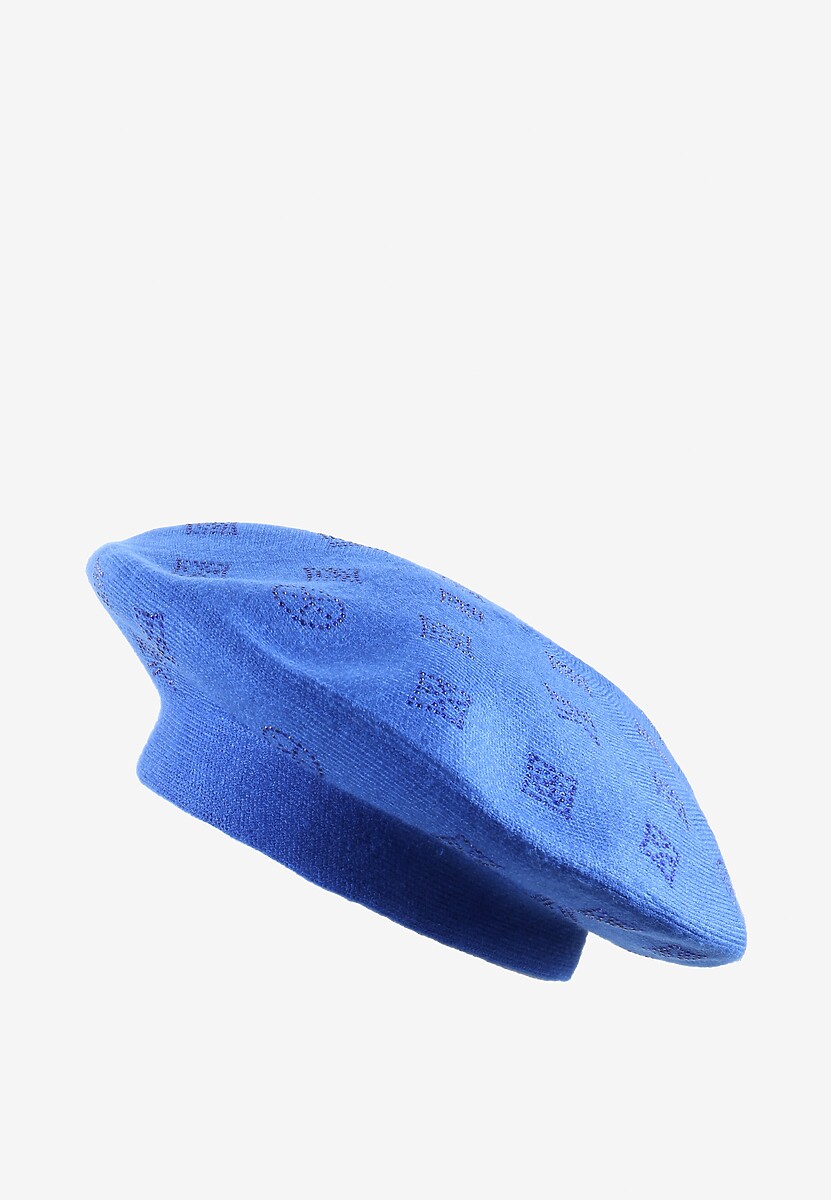Niebieska Czapka Beret w Naszywki w Cyrkonie Nlaria 1