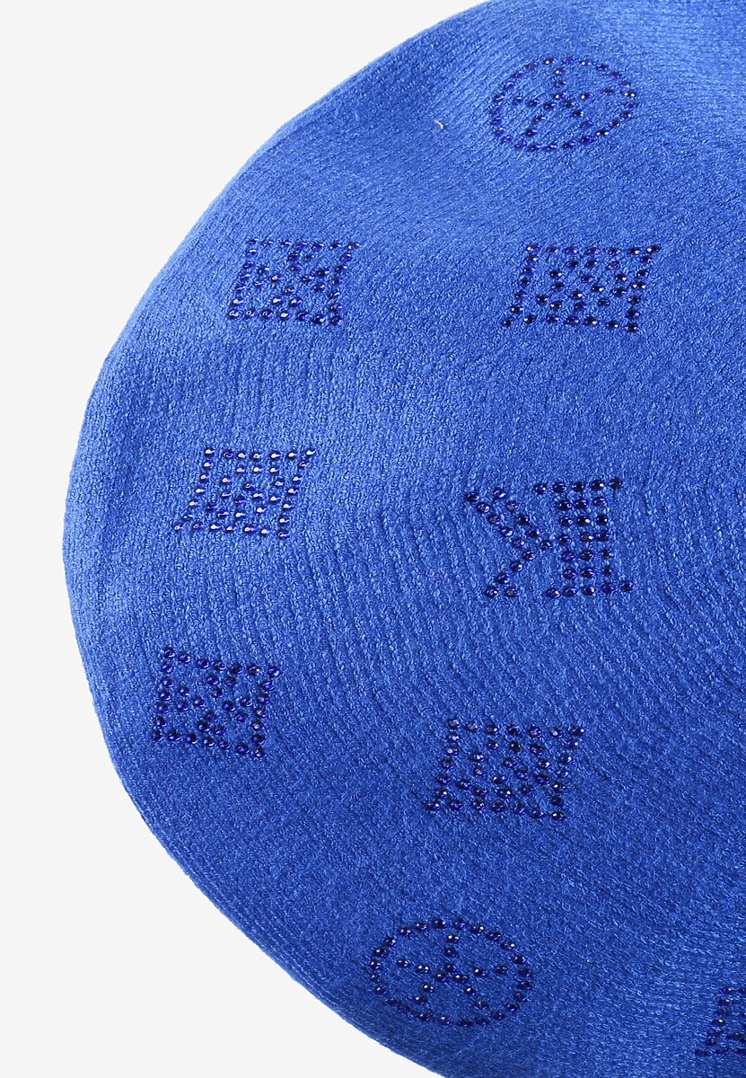 Niebieska Czapka Beret w Naszywki w Cyrkonie Nlaria 2