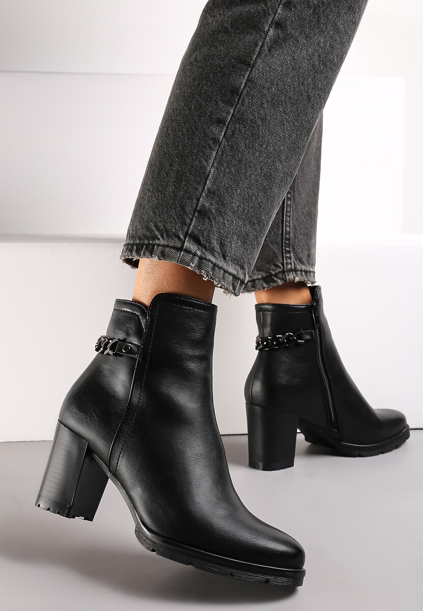 Botine negre cu toc Aranthea 1
