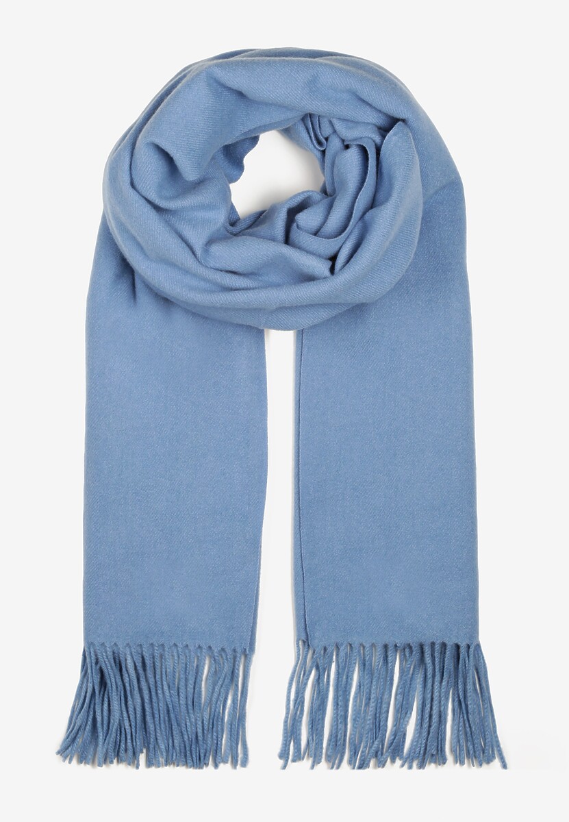 Niebieski Szalik Wykończony Frędzlami z Tkaniny Valleria 1