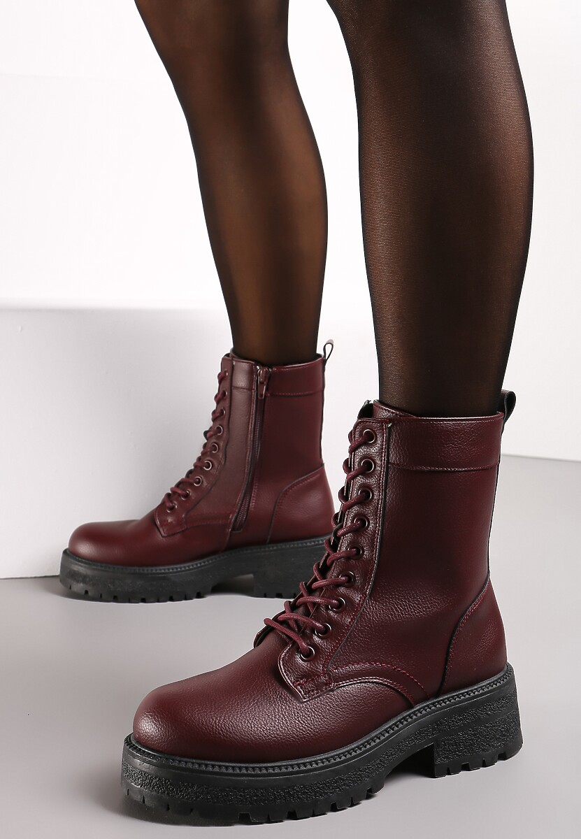 Botine bordo workery pe talpa groasa Fashia 2