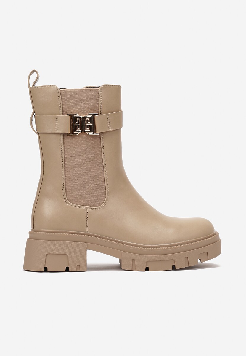 Botine bej închis cu curea și inserție elastică Vestonia 3