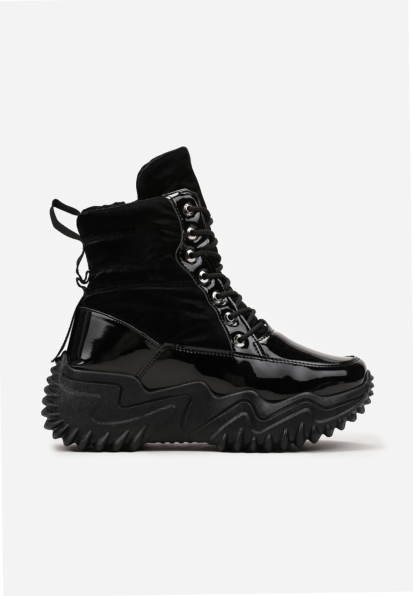 Czarne Ocieplane Sneakersy za Kostkę na Platformie Melianira 3