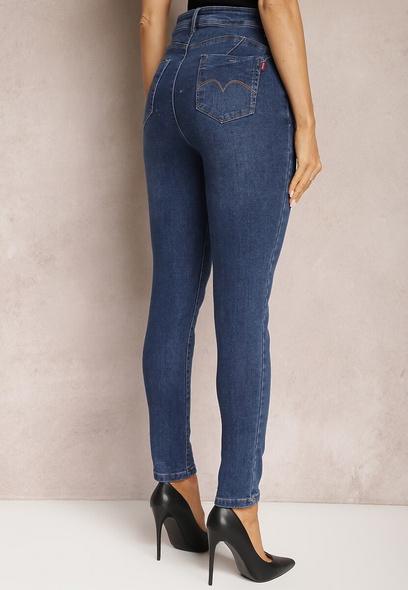 Granatowe Elastyczne Jeansy Skinny Nonelia 3
