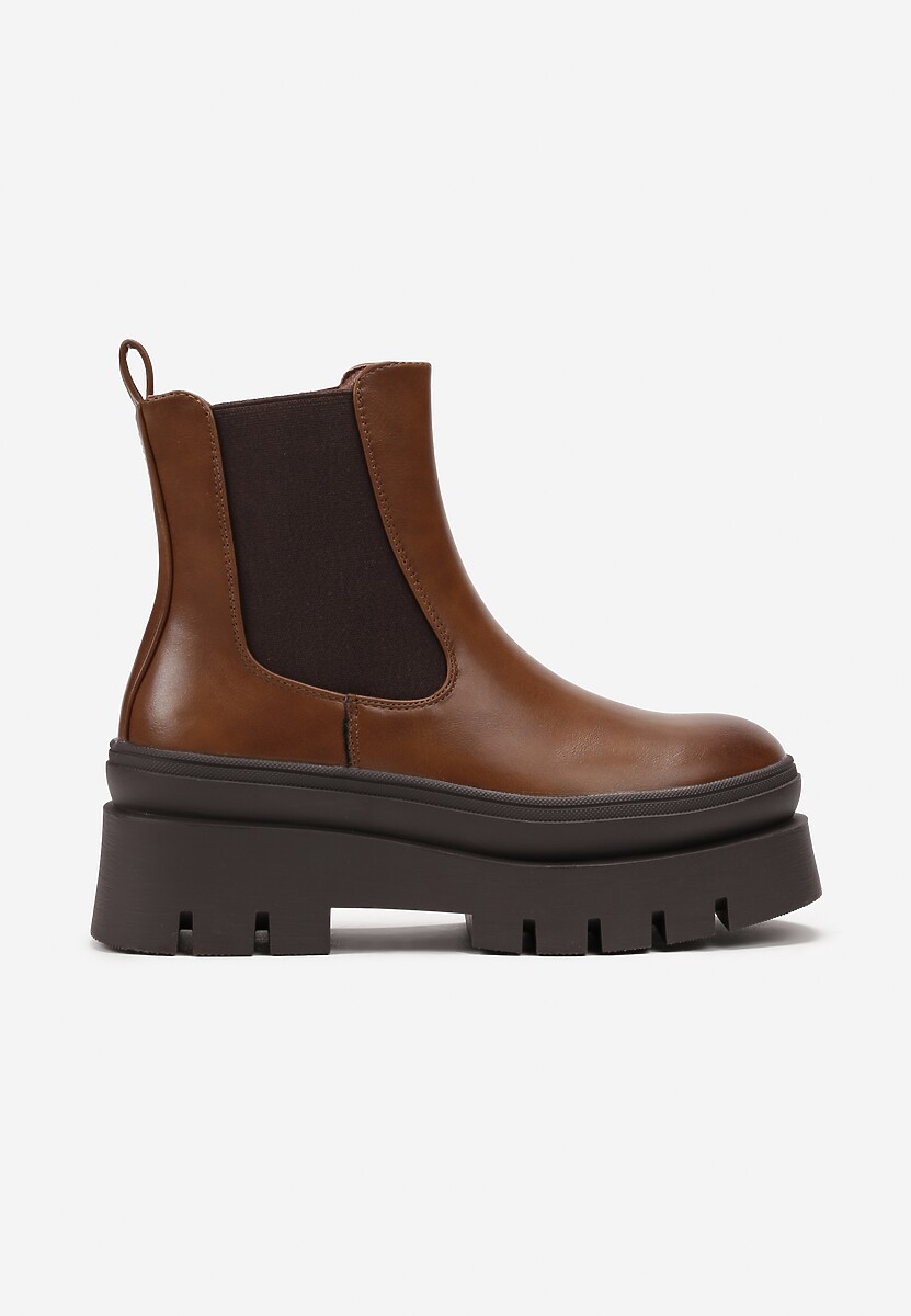 Botine maro pe talpă groasă cu protectie Gabufa 3