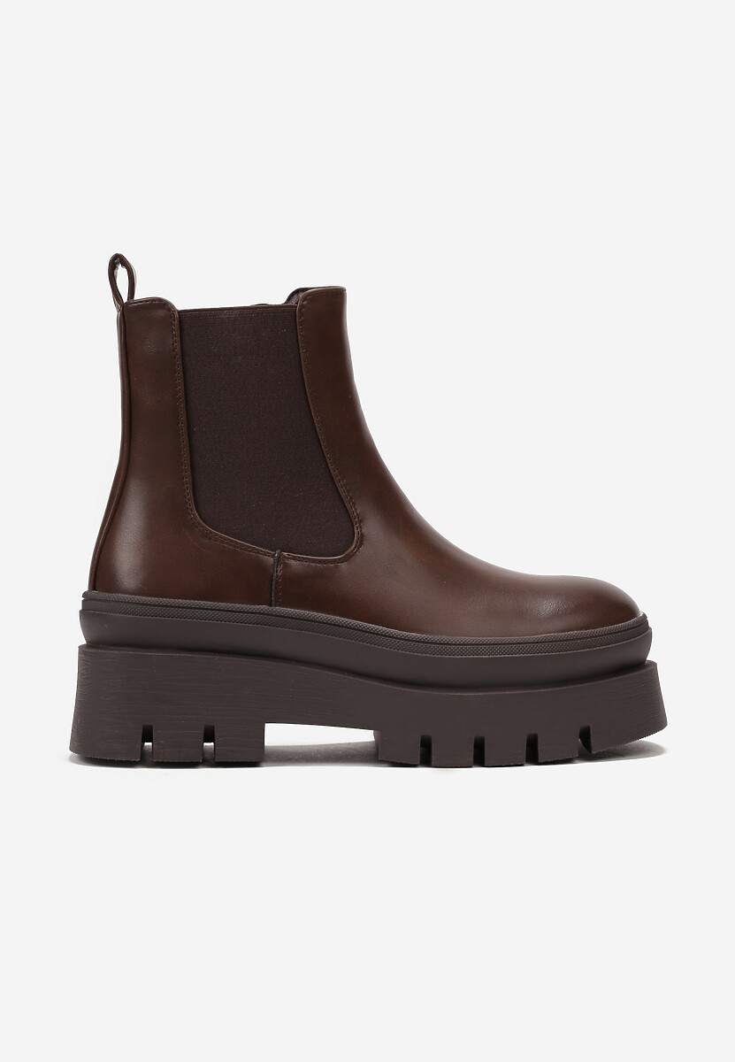 Botine maro pe platformă groasă cu striații Gabufa 3