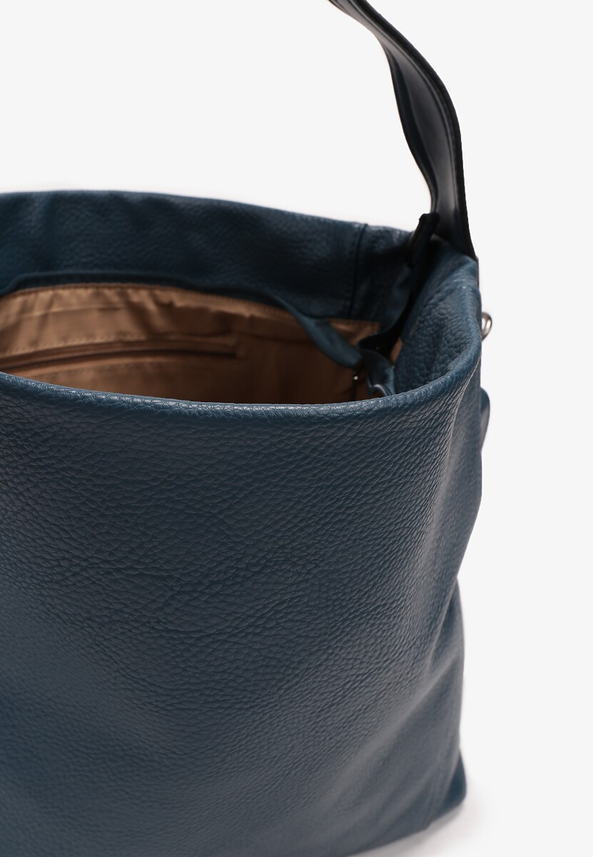 Granatowa Duża Torebka Shopper z Imitacji Skóry Chiesida 3