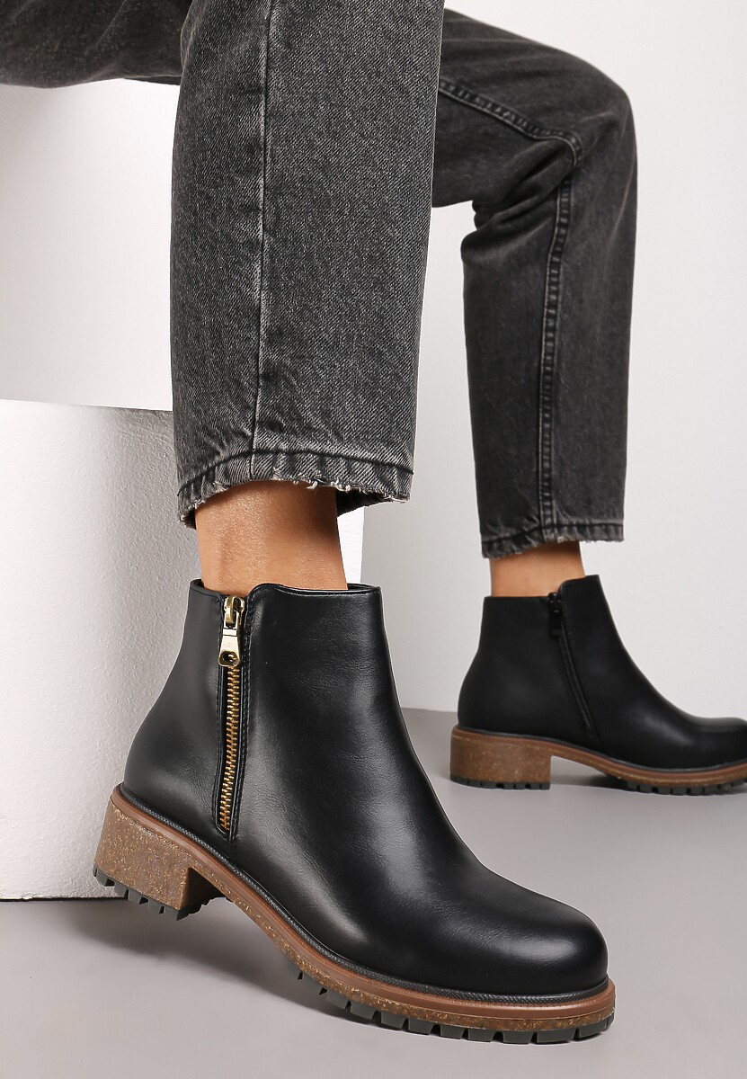 Botine Negre cu Fermoar Decorativ Mikacina 1
