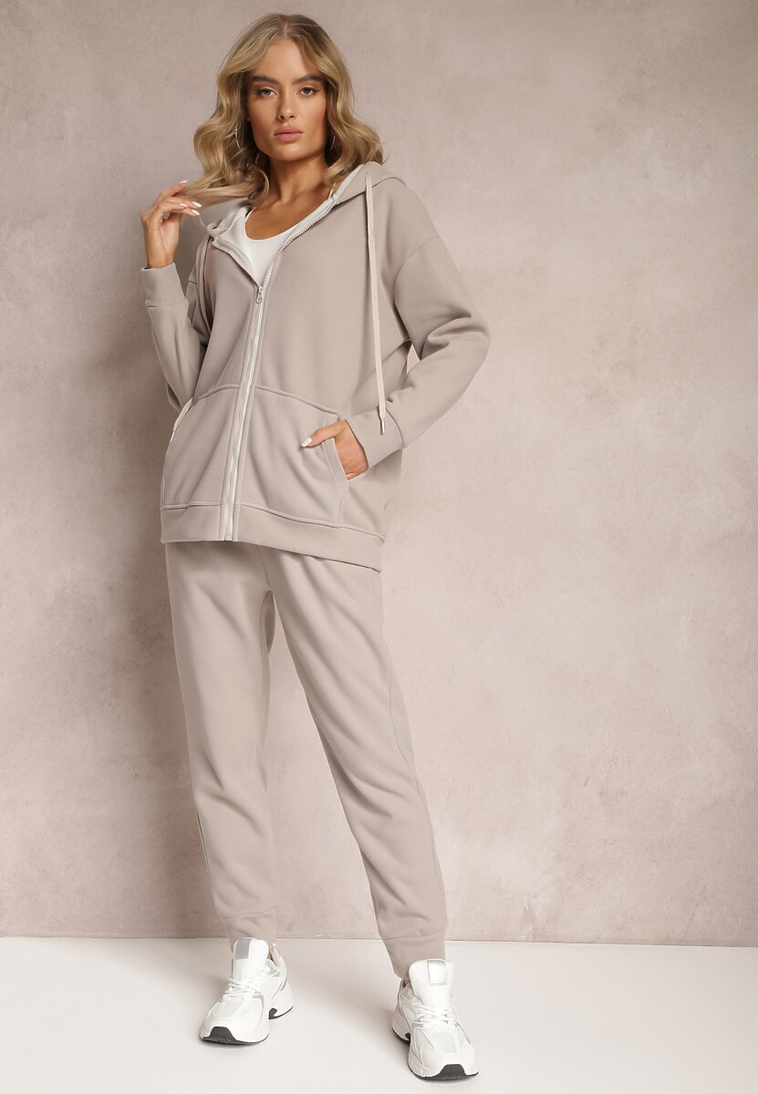 Ciemnobeżowy 2-częściowy Komplet Dresowy z Bluzą i Spodniami Gravina 1