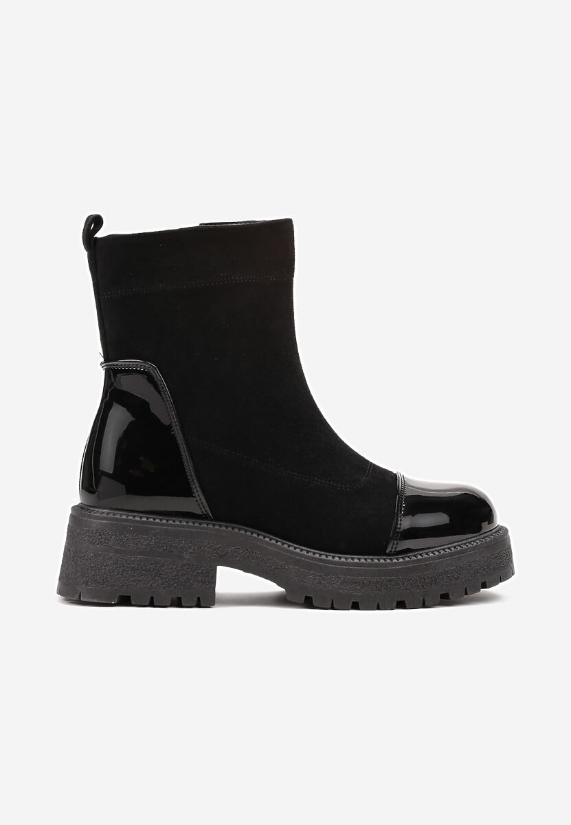 Botine Negre cu Talpă Groasă și Inserții Lăcuite Trieste 3