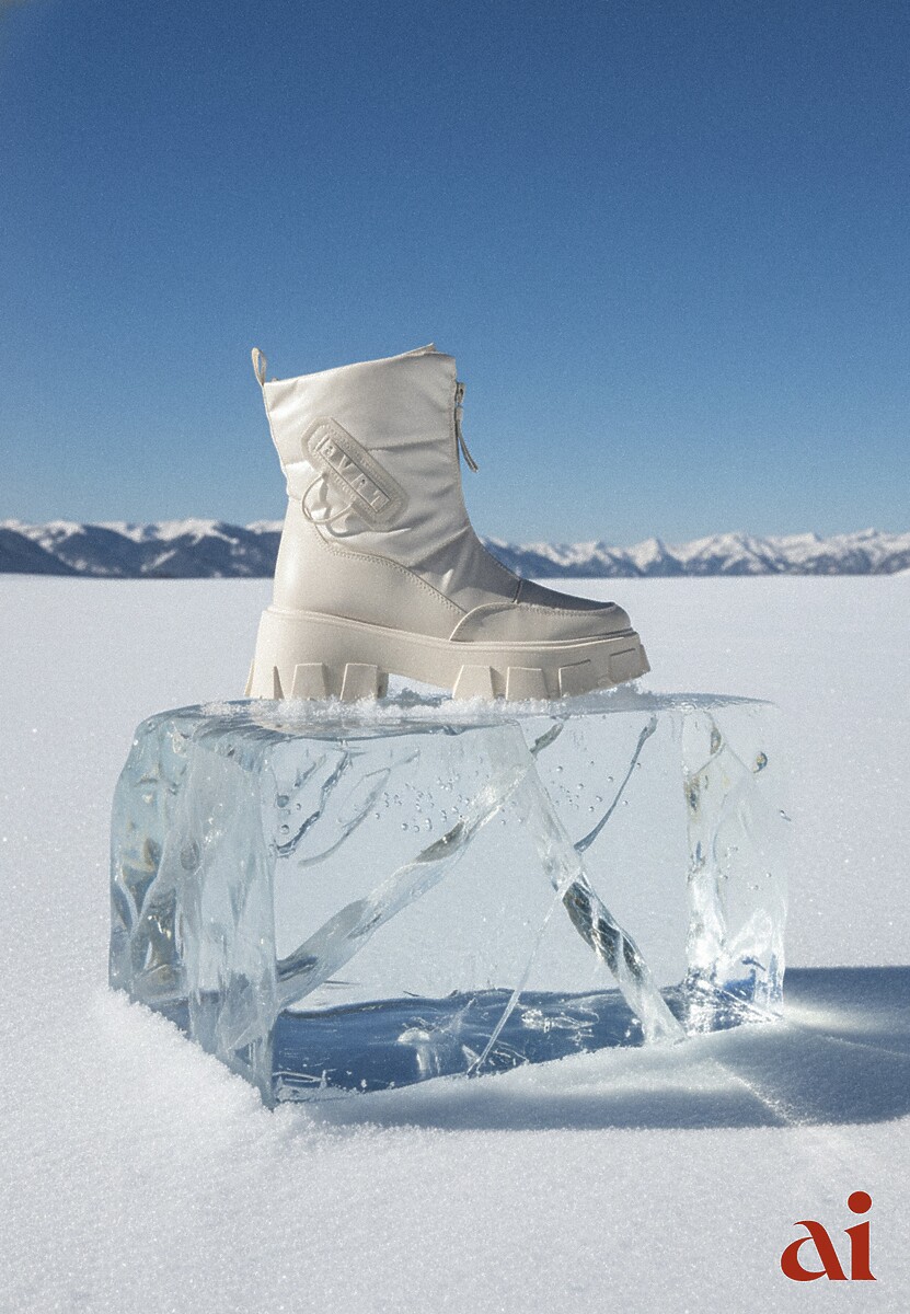 Beżowe Śniegowce z Ekoskóry z Ozdobnym Suwakiem i Napisem Veneria 1