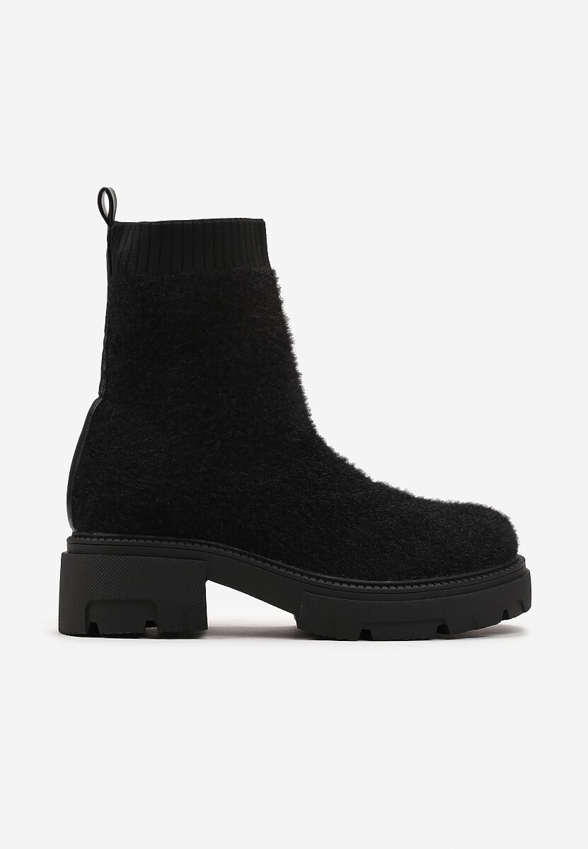 Botine Negre cu Talpă Groasă și Carâmb Elastic Kirel 3