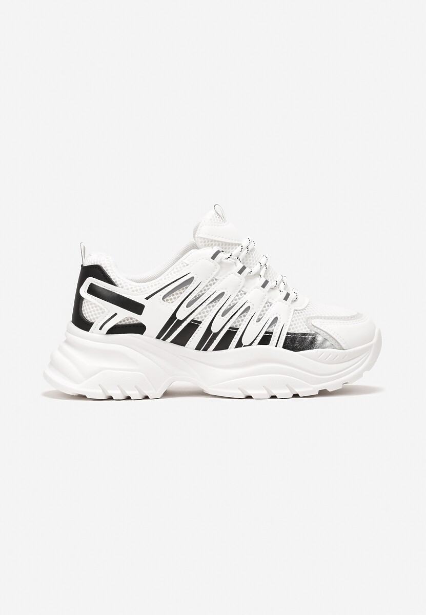 Białe Sneakersy przed Kostkę na Grubej Podeszwie Esmella 3