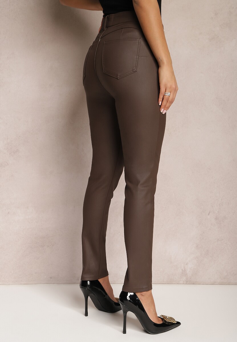 Pantaloni skinny maro închis Push Up Zilli 3