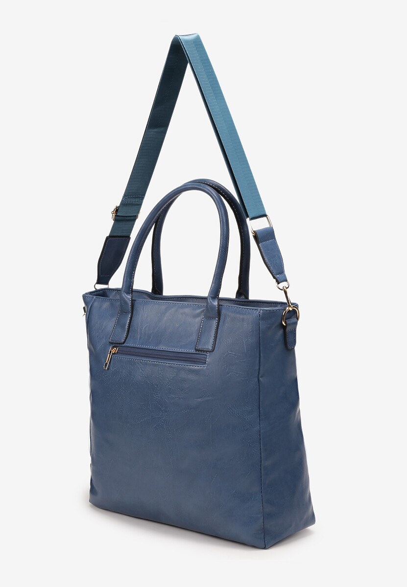 Geantă Mare Albastră Shopper cu Curea Textilă Erythra 2