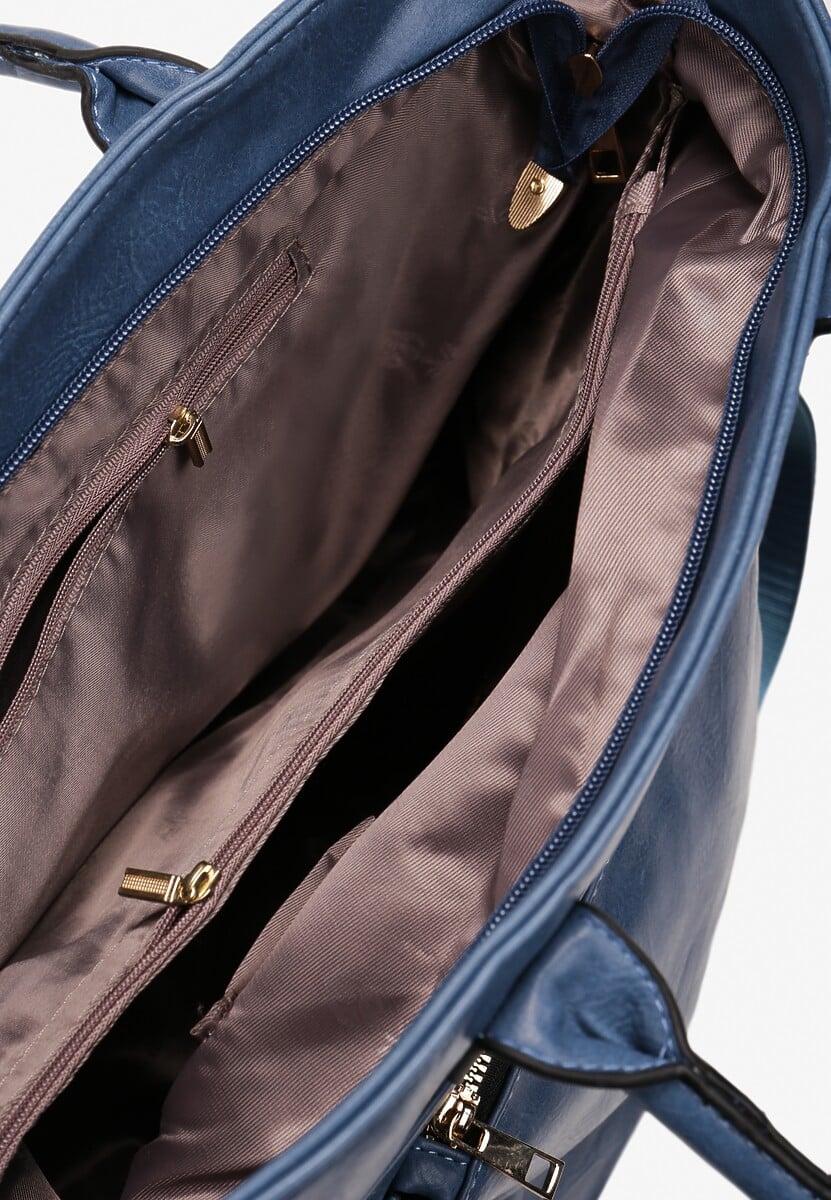 Geantă Mare Albastră Shopper cu Curea Textilă Erythra 3