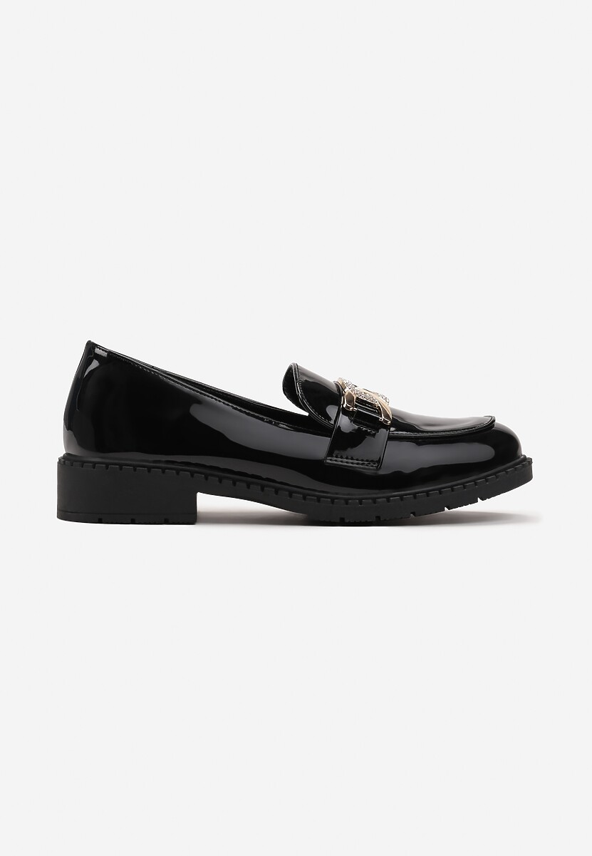 Mocasini Negri cu Cataramă Decorativă cu Zirconiu Eilla 3