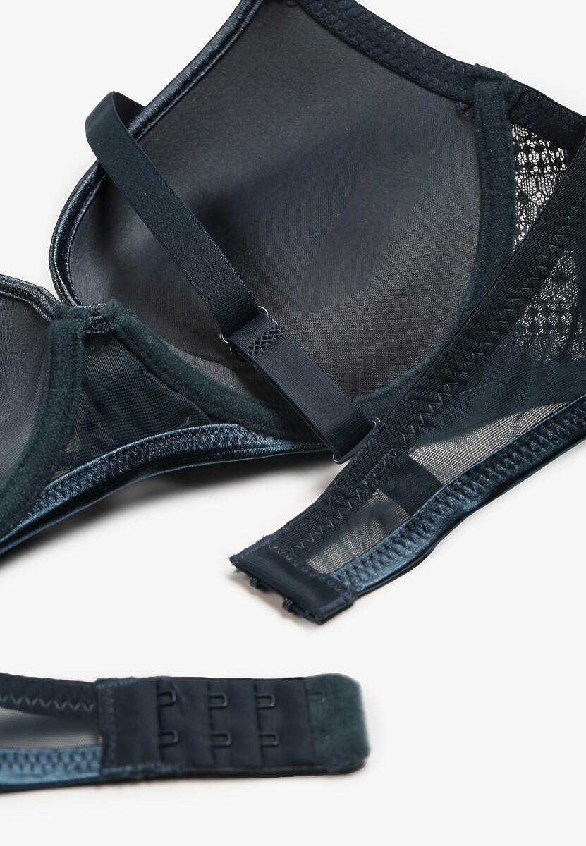 Sutien Push-Up Verde Închis cu Dantelă și Pietre Strass Topazia 3