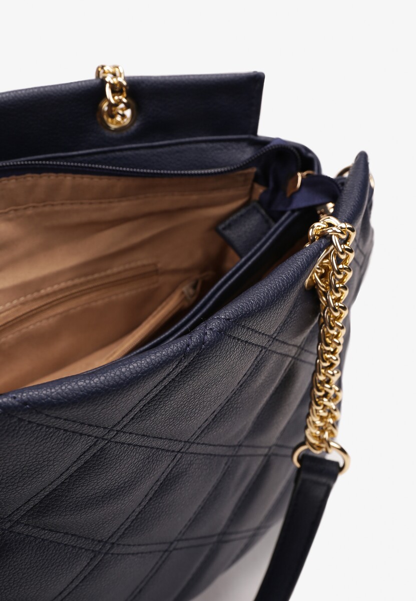 Geantă bleumarin matlasată cu mâner decorativ și curea reglabilă Xerffa 3