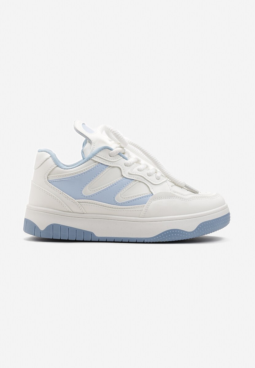 Niebiesko-Białe Sneakersy przed Kostkę na Platformie z Wstawkami Losia 3