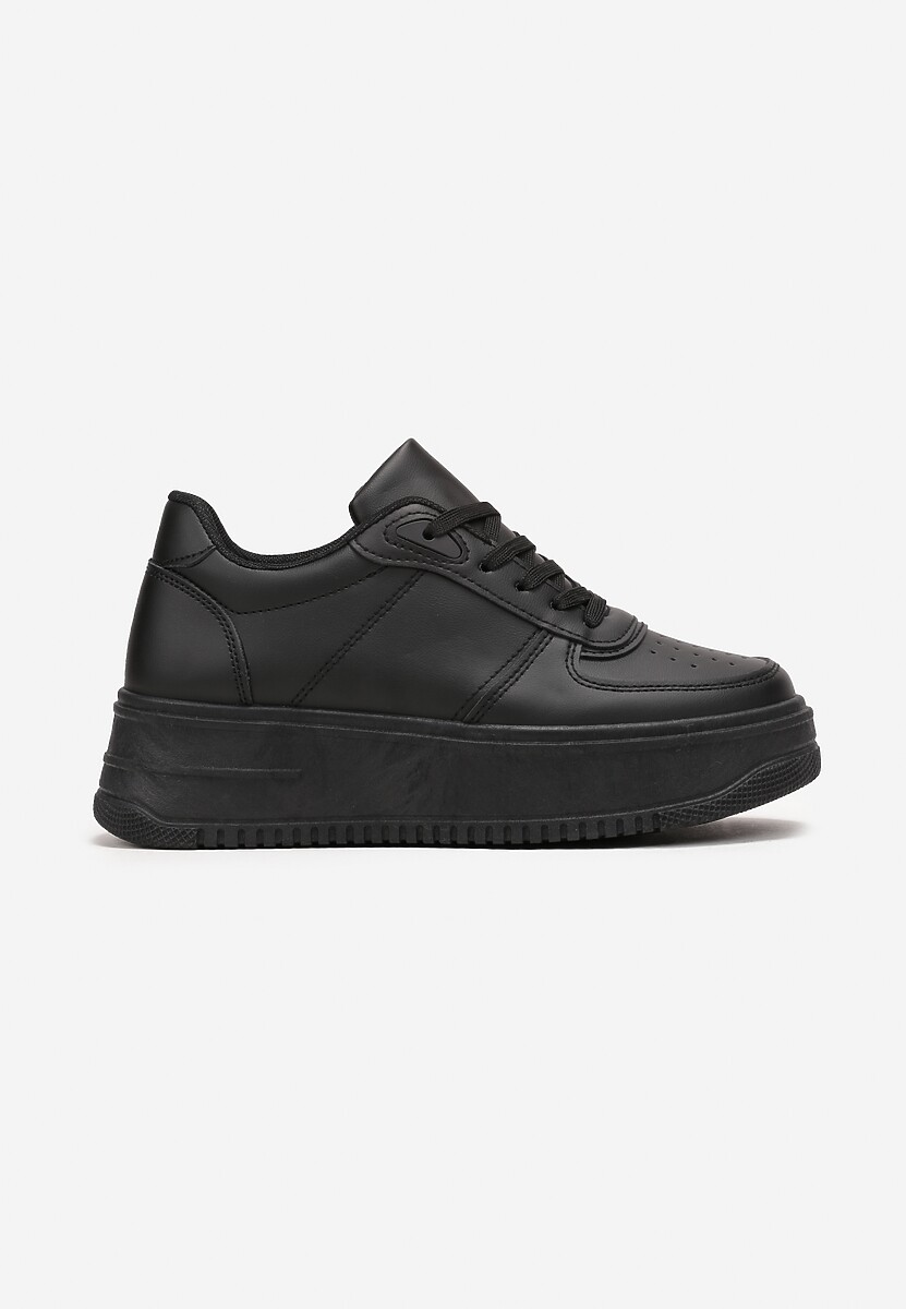 Czarne Sneakersy przed Kostkę na Grubej Podeszwie Ameerana 3
