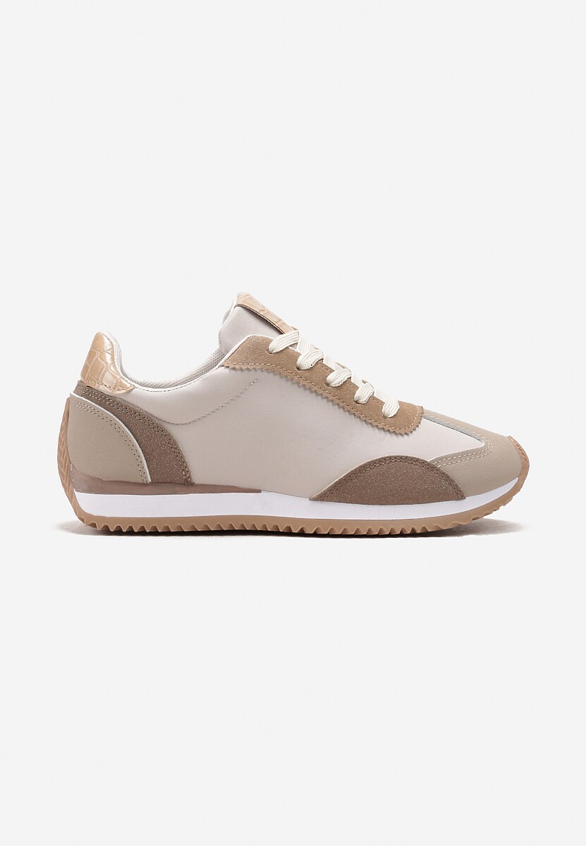 Sneakerși bej închis cu inserții decorative Fania 3