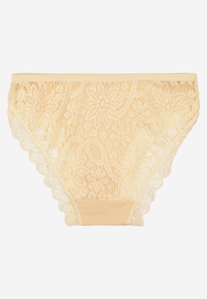 Chiloți din Bumbac Galbeni Fig cu Dantelă Decorativă Lemmer 2