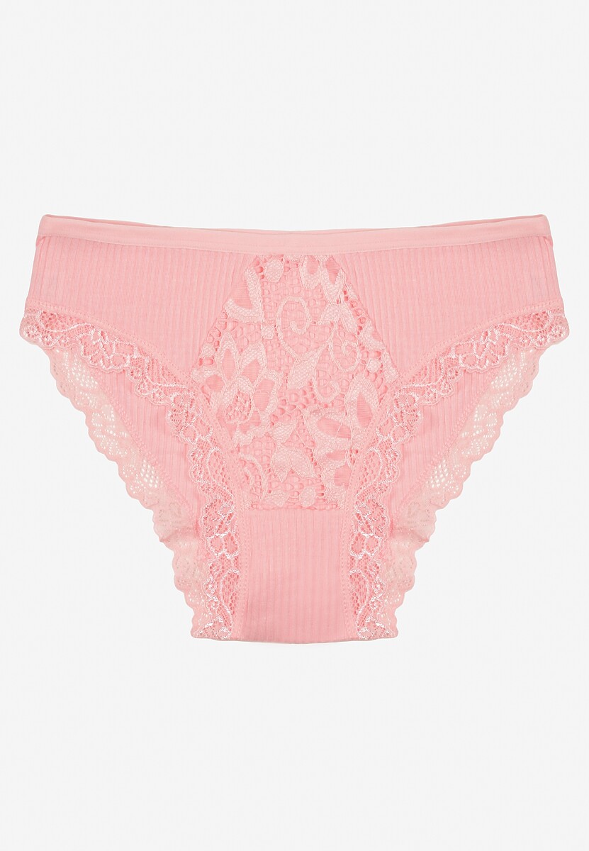 Chiloți Tanga Roz Dantelă Bumbac Elastic Talie Amivia 1