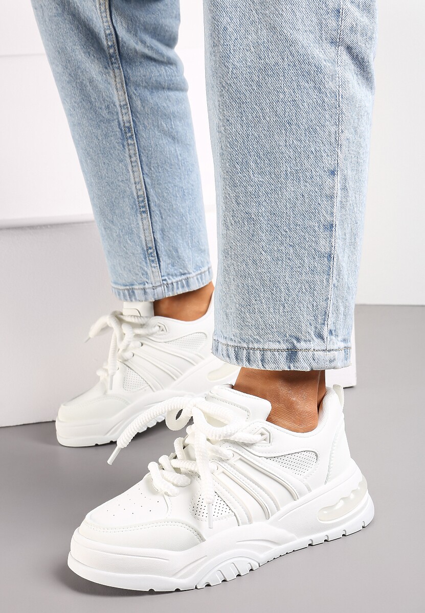 Sneakerși albi cu platformă groasă și sclipici Lenema 2