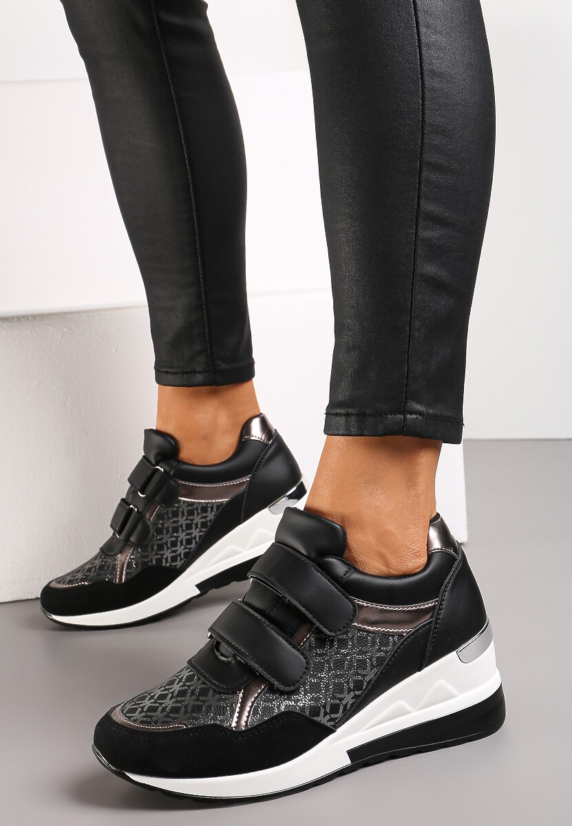 Sneakers Negri pe Platformă cu Velcro Portha 2