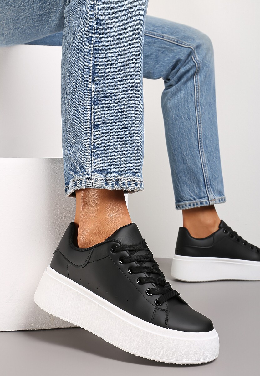 Sneakerși negri cu talpă groasă Yarna 1