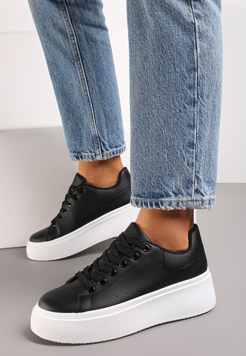 Sneakerși negri cu talpă groasă Yarna 2