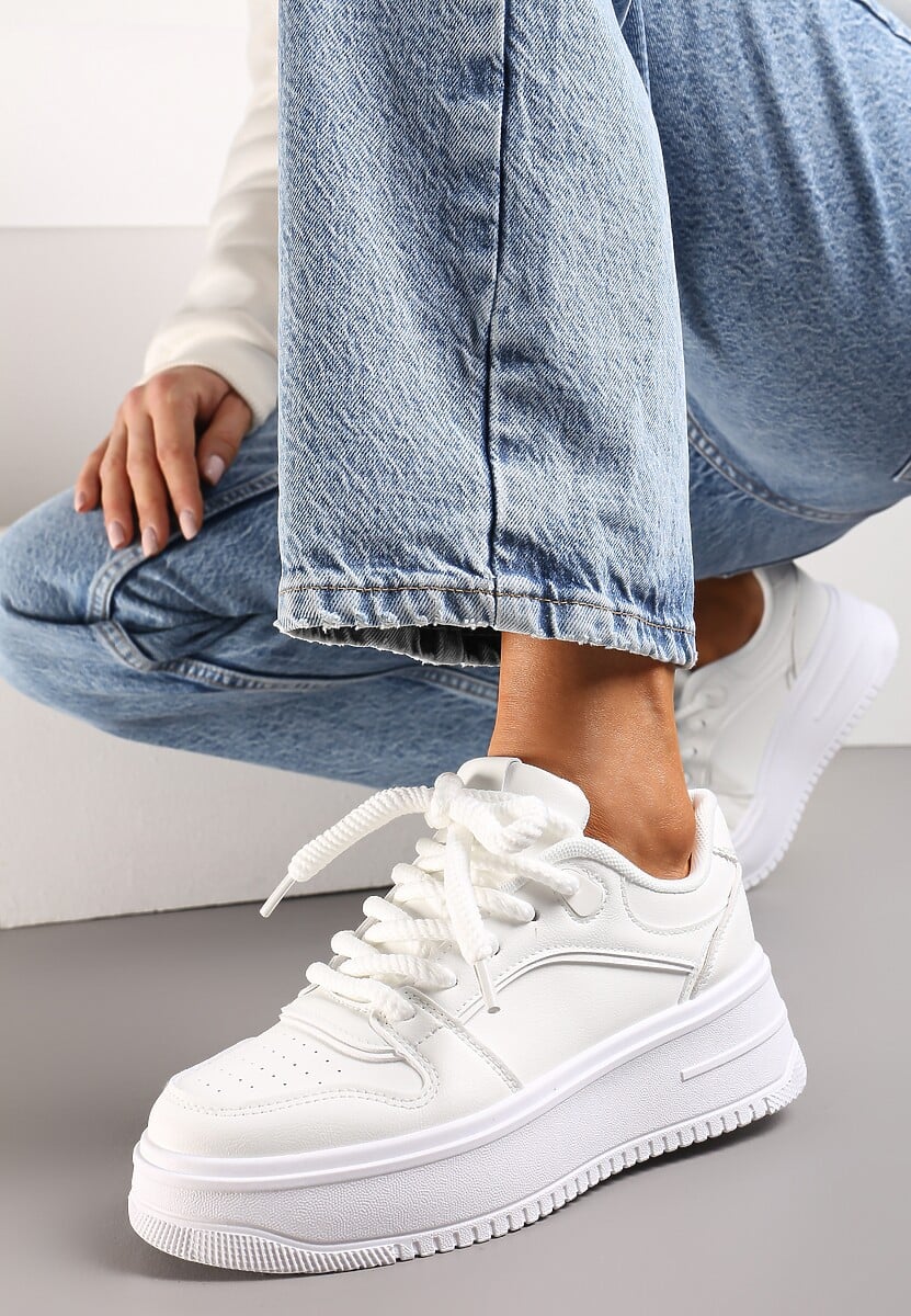 Sneakerși Albi cu Platformă și Inserții Metalice Arileva 1