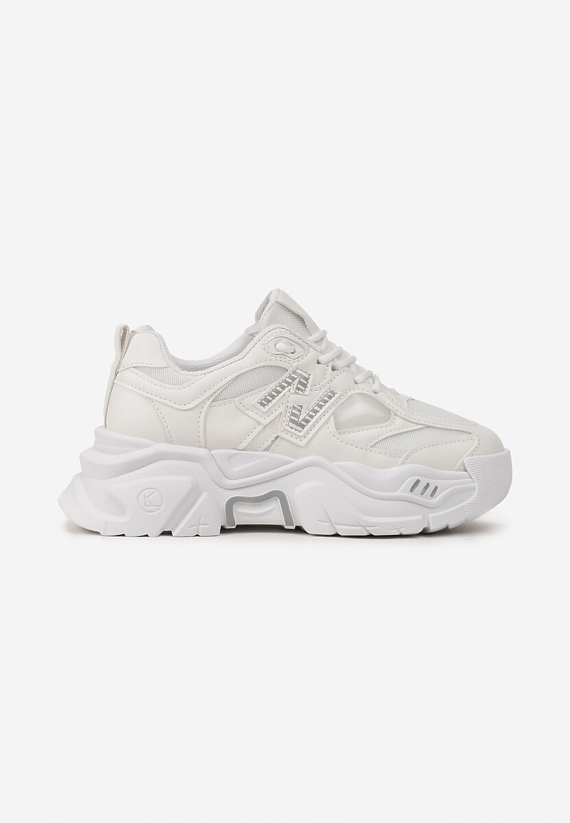 Sneakerși Albi pe Platformă Decorați cu Aplicatie Nivaler 3
