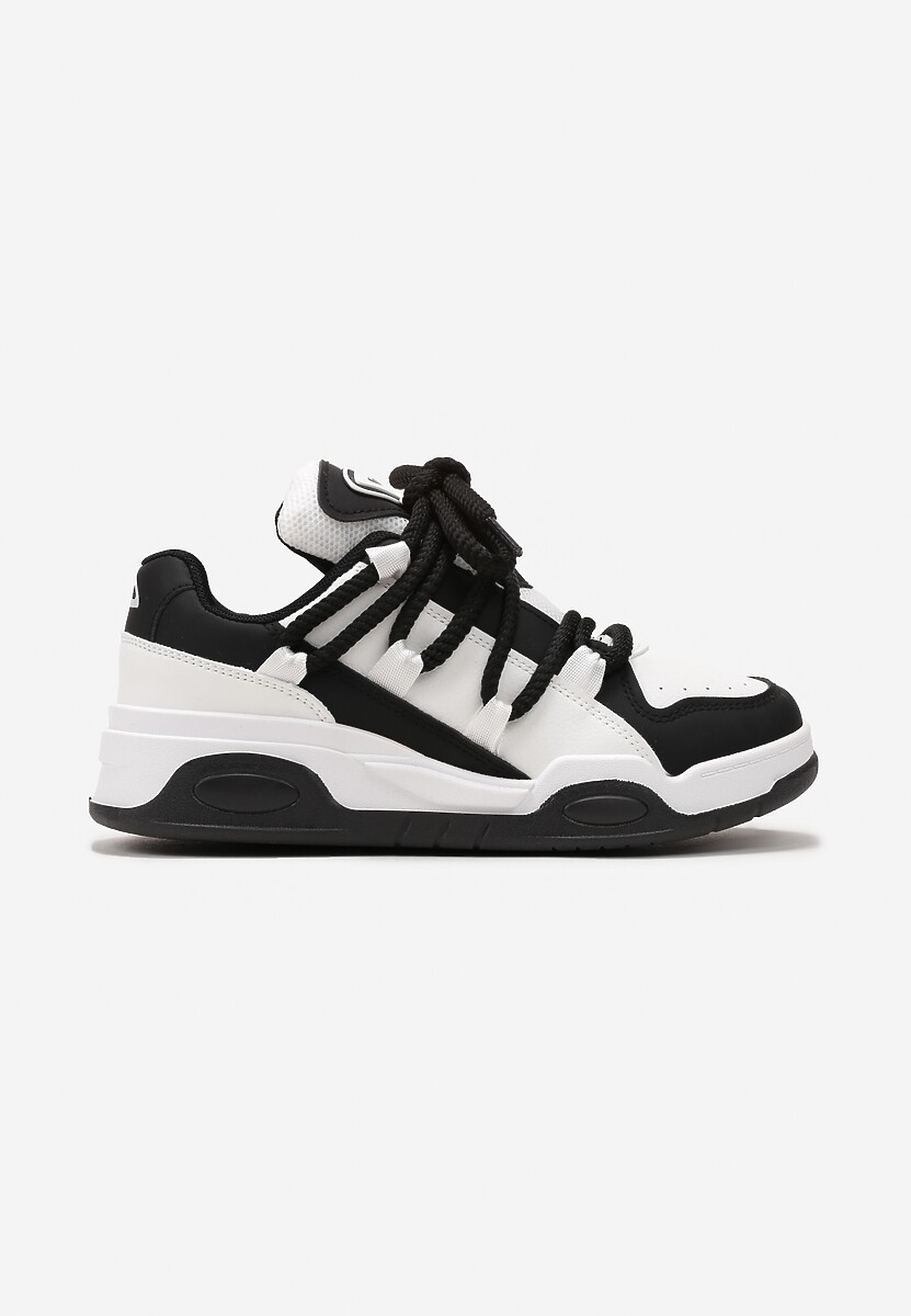 Sneakerși Negri cu Talpă Groasă din Imitatie de Piele cu Șireturi Groase Virinal 3