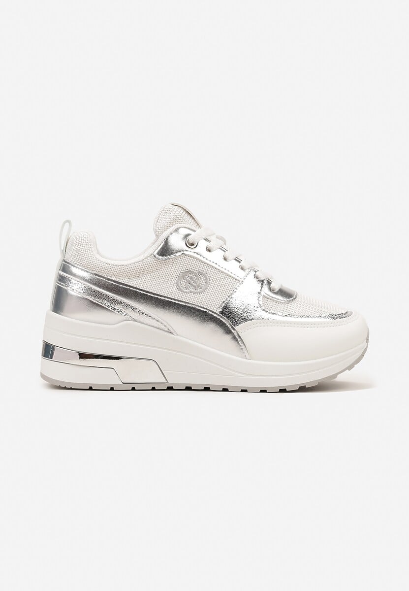 Sneakerși Albi din Piele Ecologică cu Plasă și Monogramă Decorativă Vitalera 3
