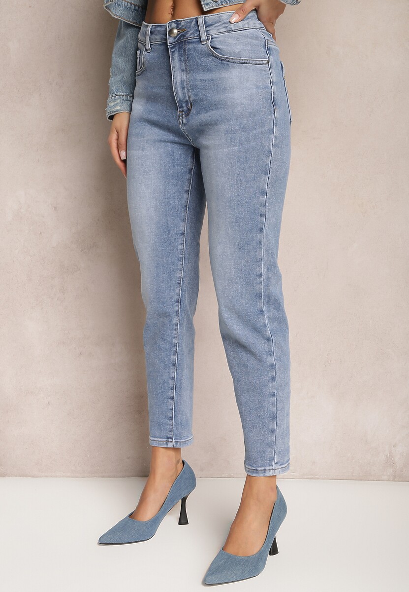 Niebieskie Jeansy Skinny z Nogawkami Przed Kostkę Nimoria 1