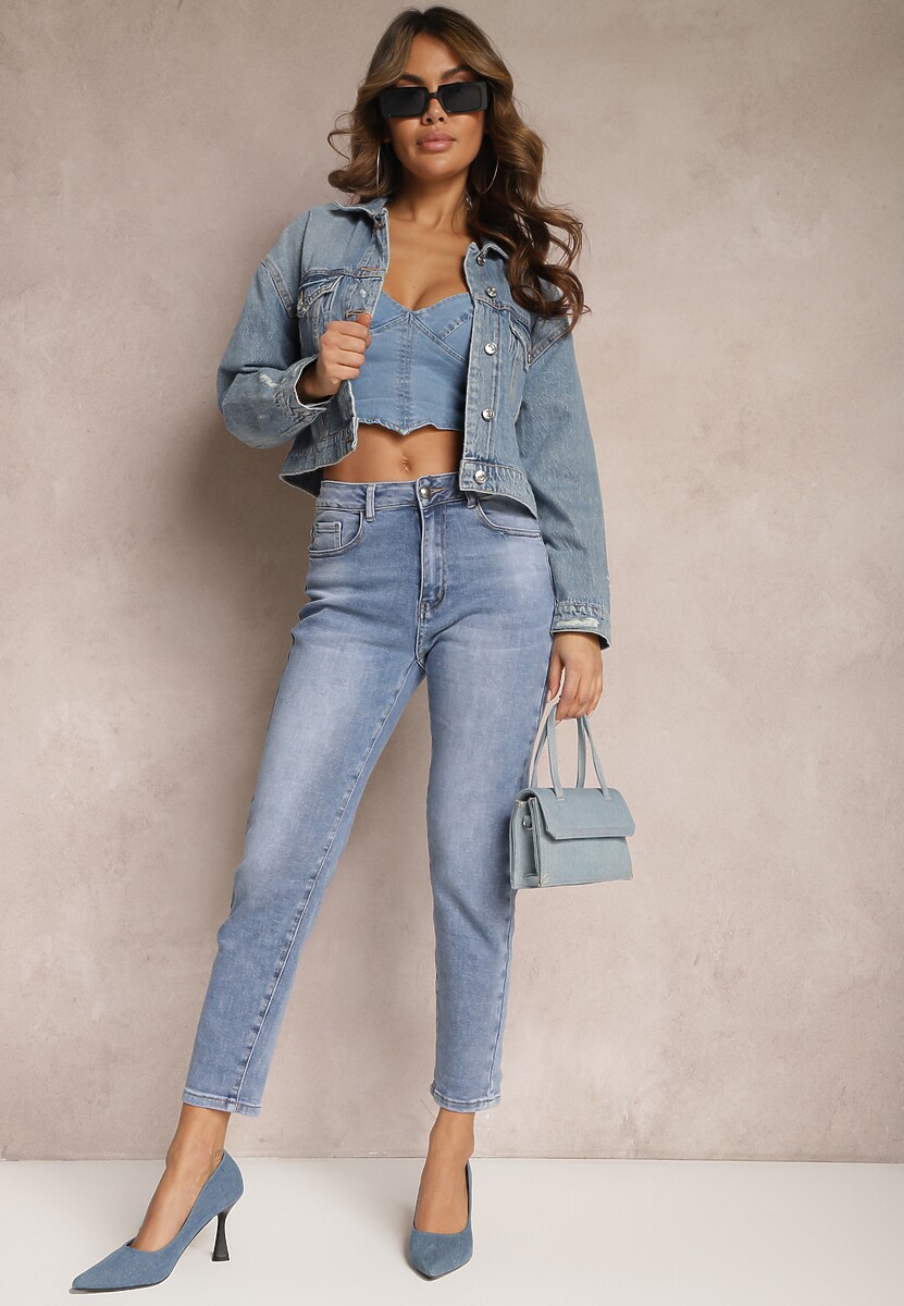 Niebieskie Jeansy Skinny z Nogawkami Przed Kostkę Nimoria 3