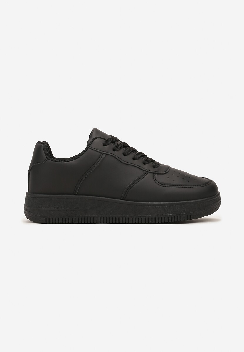 Sneakers negri din piele ecologica cu șiret și cusături Borsana 3