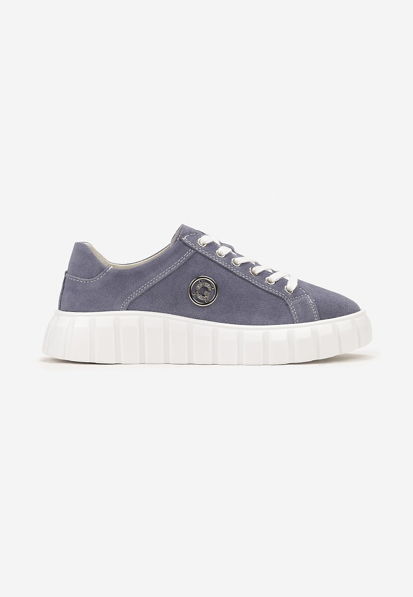 Niebieskie Sznurowane Sneakersy ze Skóry Breana 3