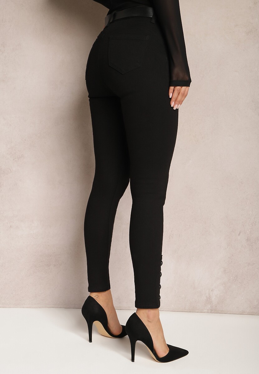 Blugi Negri Skinny Push Up cu Pietre Lervina 3