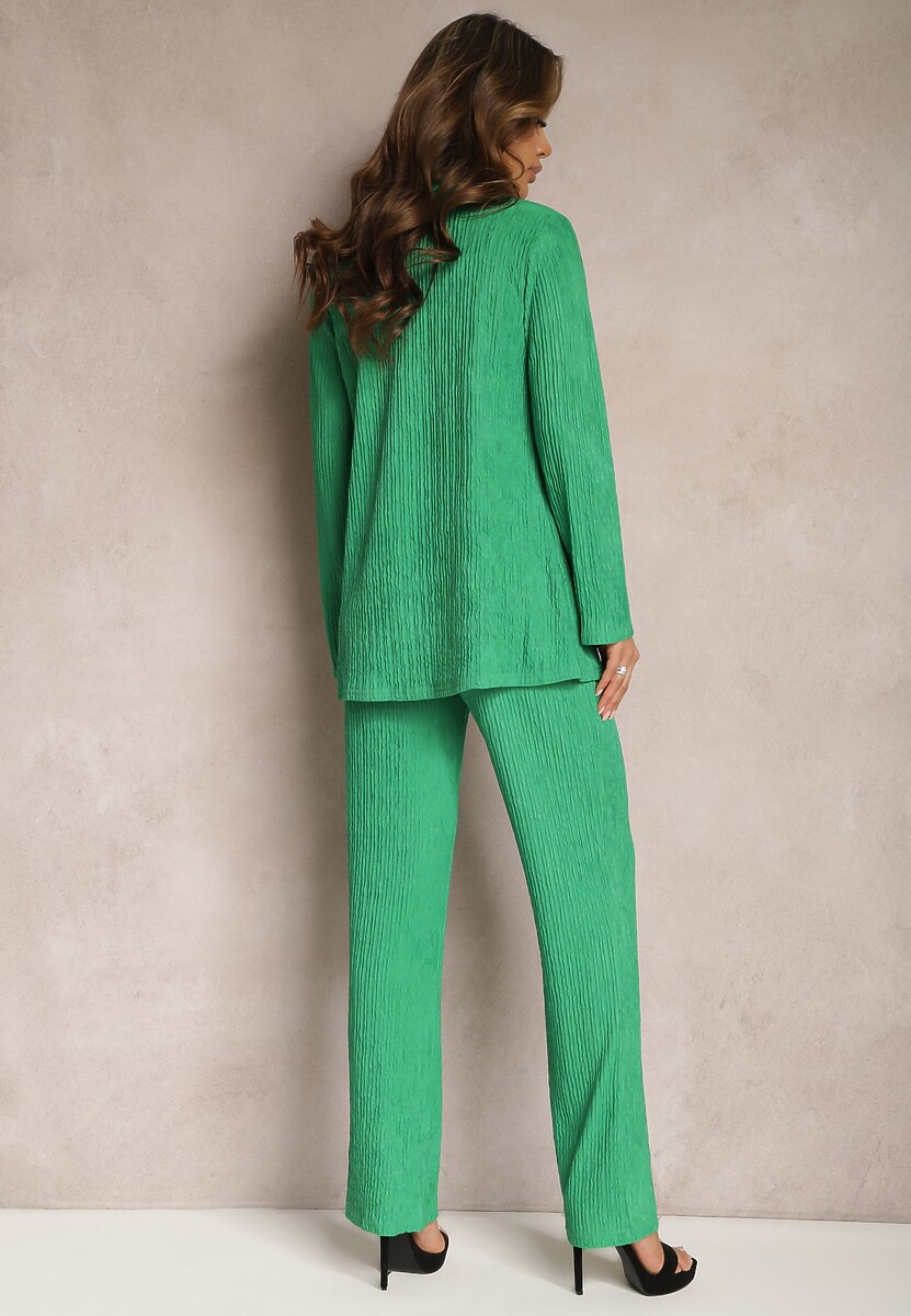 Verde 3 piese Pliat Compleu cu Top Cămașă și Pantaloni Vinett 3
