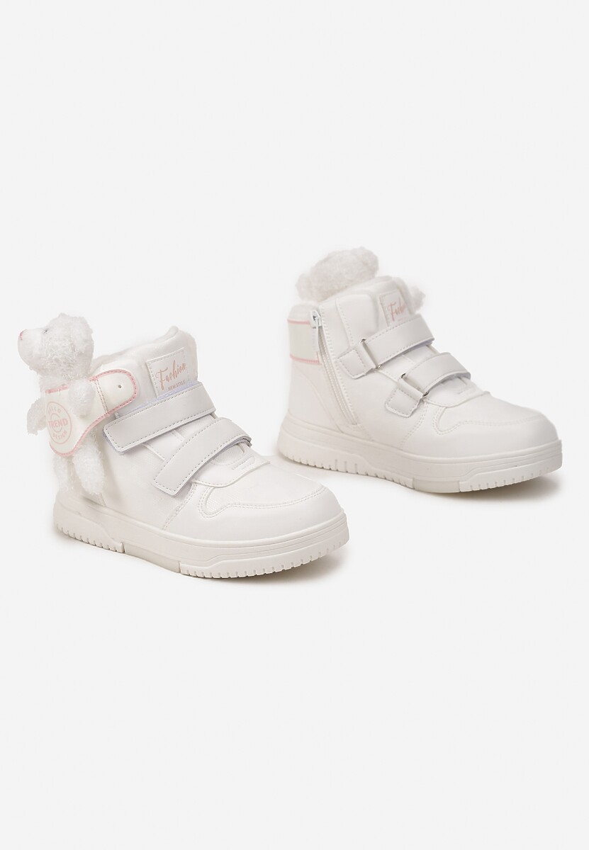 Białe Płaskie Botki Sneakersy z Misiem Devanda 2